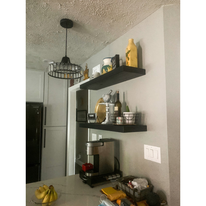Pine Floating Shelf, 2" H x 36" W x 12" D, Black