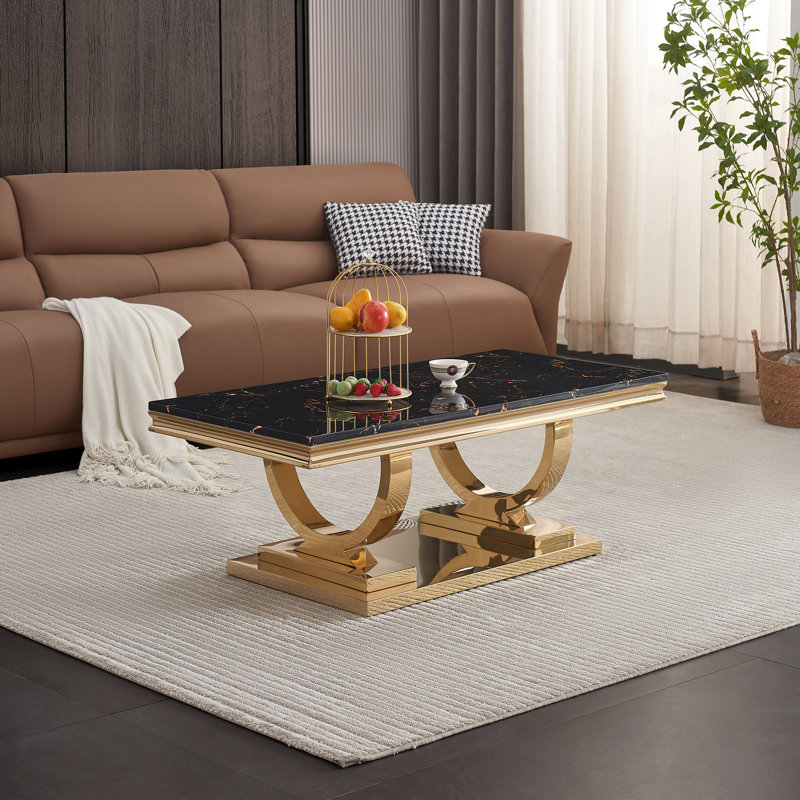 Table basse Burdell Ct316, Noir, noir, noir, noir, Doré