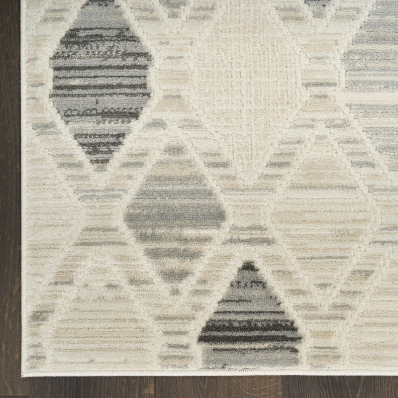 Tapis d'intérieur moderne gris Ebern Designs Beige Hornsey, Rectangle 6 pi x 9 pi