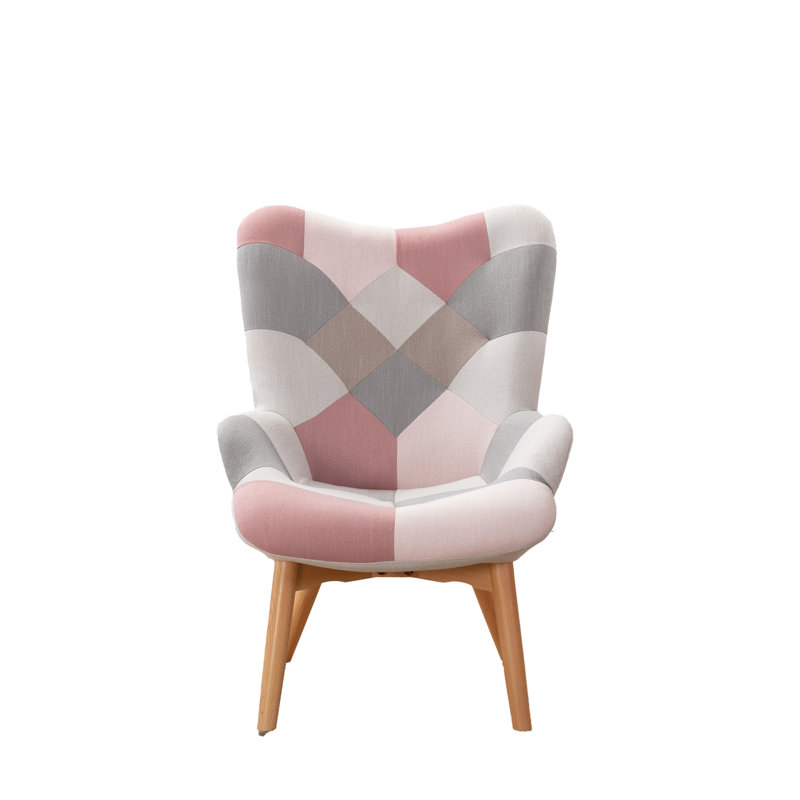 Cayden Upholstered Accent Chair, Pink/Grey/White
