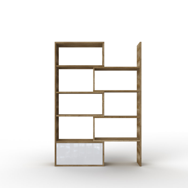 187.5cm H x 130cm W Standard Bookcase, Brown, White