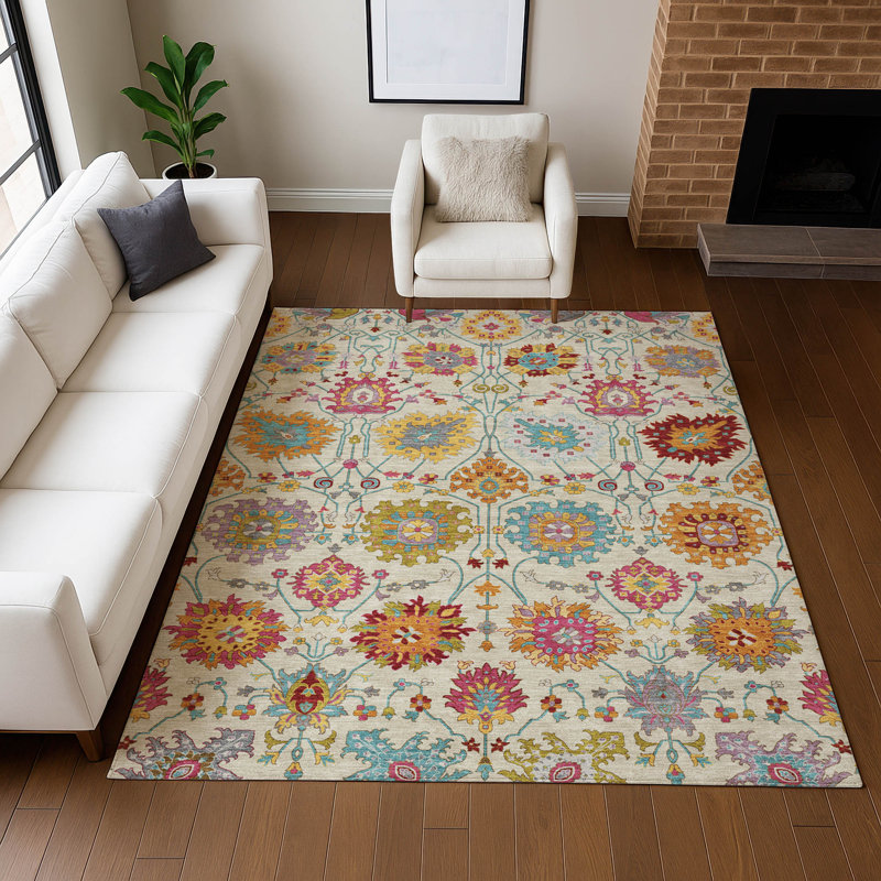 Tapis damassé de qualité supérieure Mayfield AMF2288, Lin, 3 pi x 5 pi