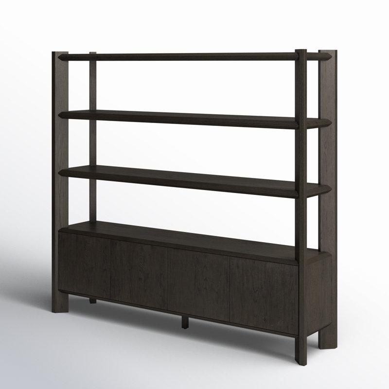 Orwin Wide Bookshelf-Smoked Black Oak, Black