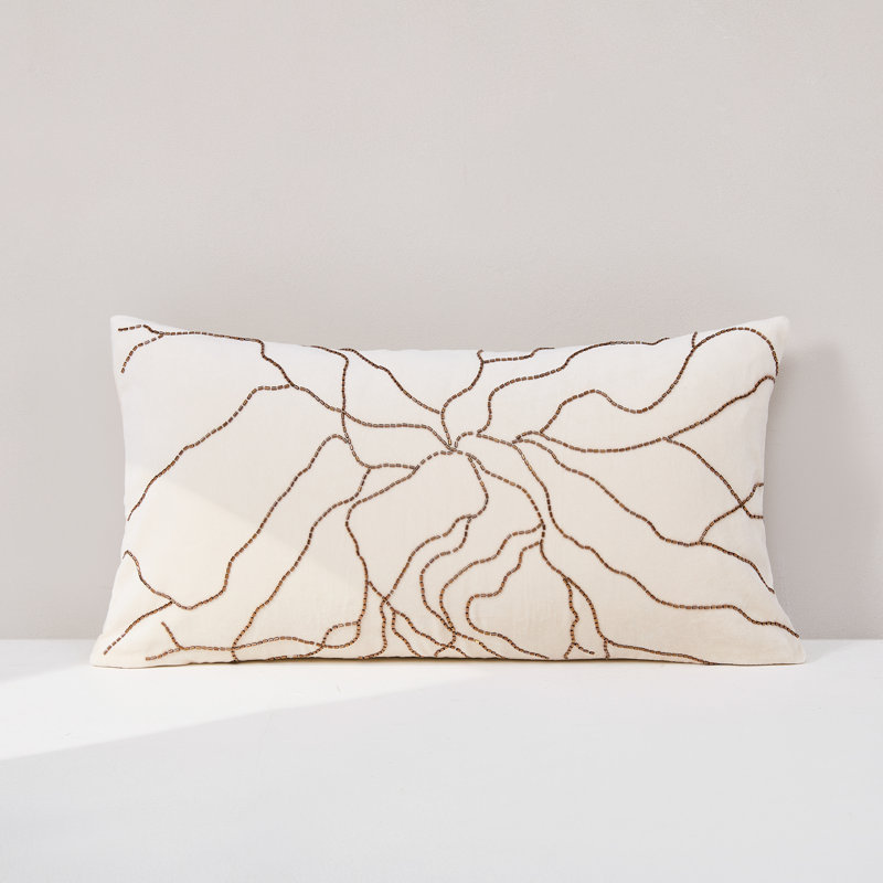 Roots Velvet Cotton Pillow Cover Cream, Cream