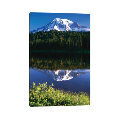 USA, Washington, Mt. Rainier National Park. Clouds On Mt Rainier And Reflection Lake by Jaynes Gallery - Wrapped Canvas Photograph