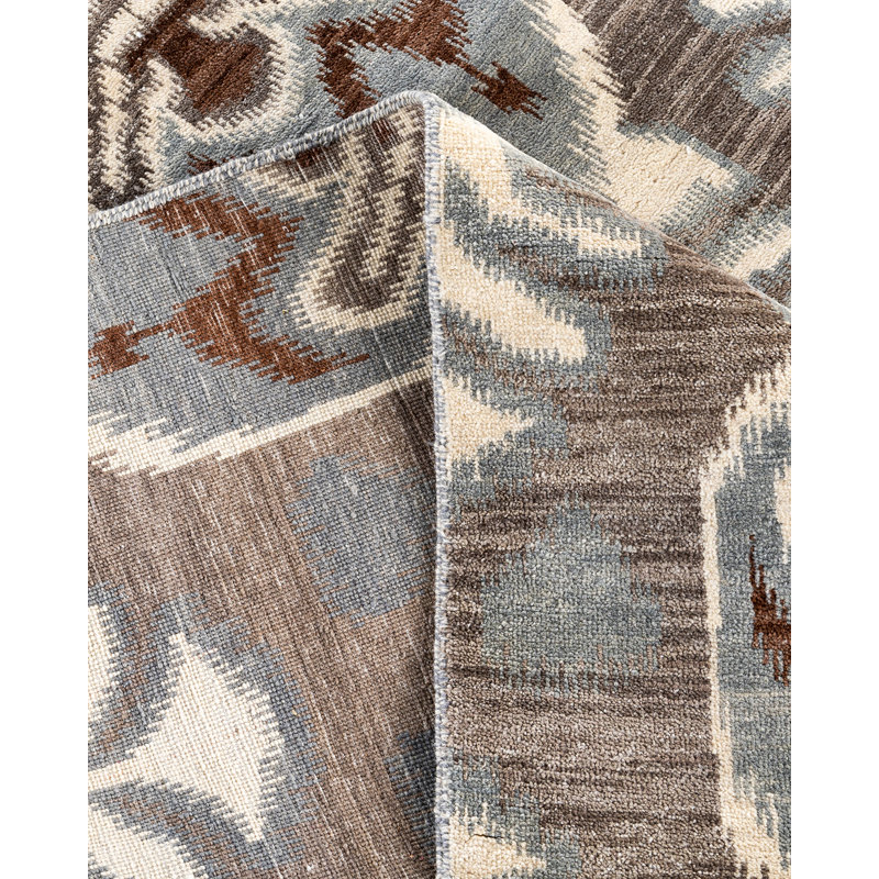 Gray Hand-Knotted Wool Medallion Area Rug, 9' 1" x 12' 5"