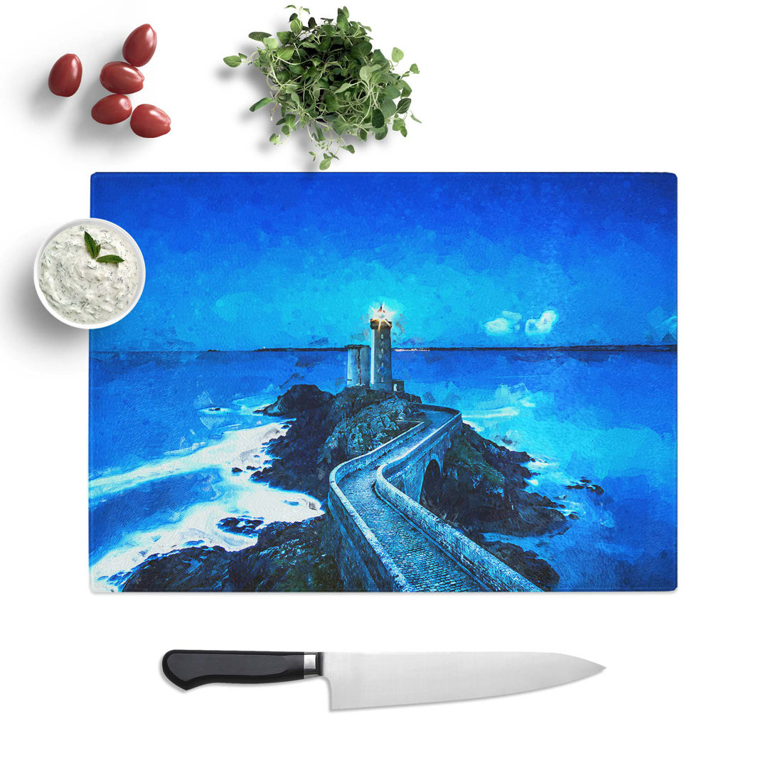 Glass Lighthouse & Seascape in France in Abstract Chopping Board