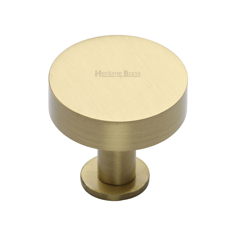Heritage Brass Heritage Cabinet Knob Disc Design with Base, Satin Brass, 3.2cm H x 3.2cm W x 3.2cm D