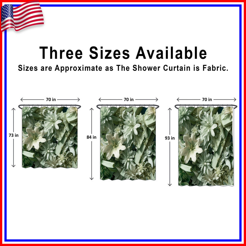Rideaux de douche Green Flowers, L 70 po x H 93 po