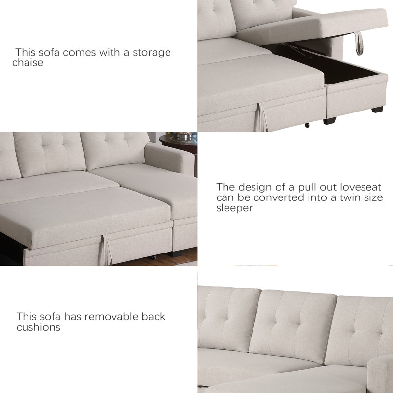 Canapé modulaire rembourré avec méridienne, Similicuir beige
