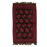 Hand-Knotted High-Quality Red and Black Area Rug