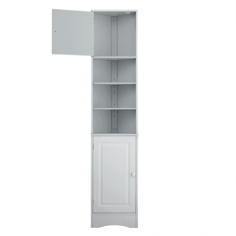 Multi-Functional Corner Cabinet Tall Bathroom Storage Cabinet with Two Doors, Gray