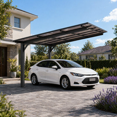 10x10ft Aluminum Pergola with Sloped PC Roof,Outdoor Multi-Use Awning Shelter