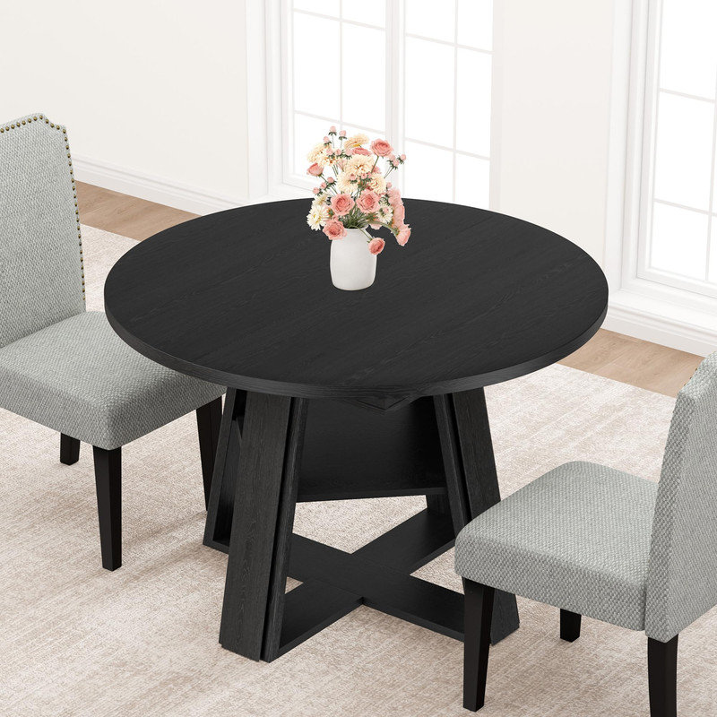 Ensemble table et chaises extensibles gain de place avec chaises rembourrées et rangement, pour 4 à 8 personnes, Black, 3