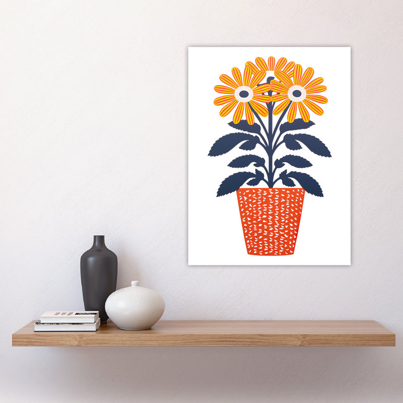 Wall Art Print Modern Coral And Pot Plant Artwork By Sofia Francis Simple Elegant Poster