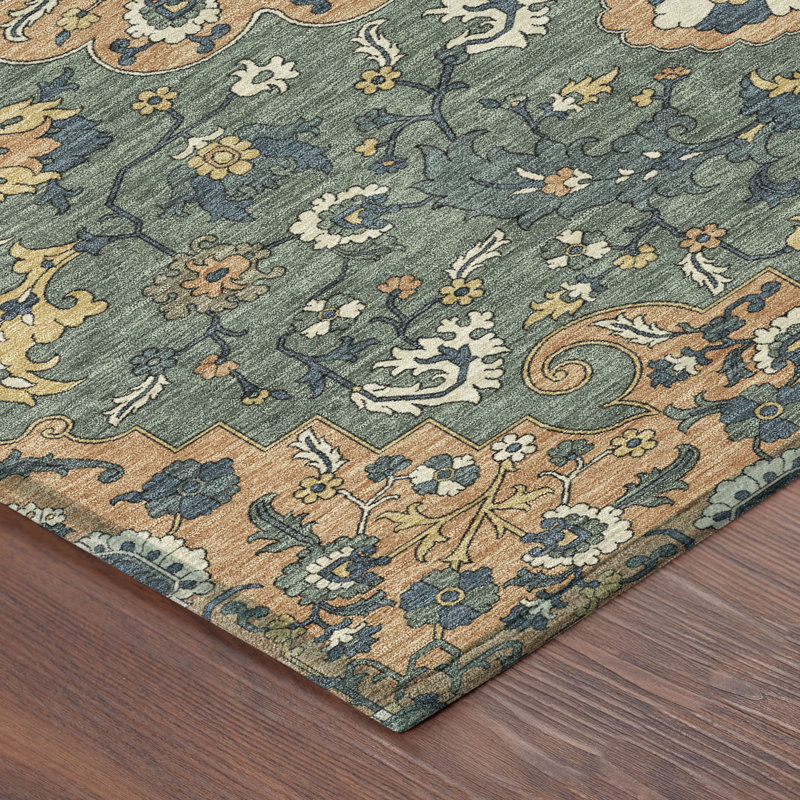 Machine Washable Indoor/Outdoor Chantille ACN2463 Traditional Rug, 2'3" x 7'6" Runner, Copper
