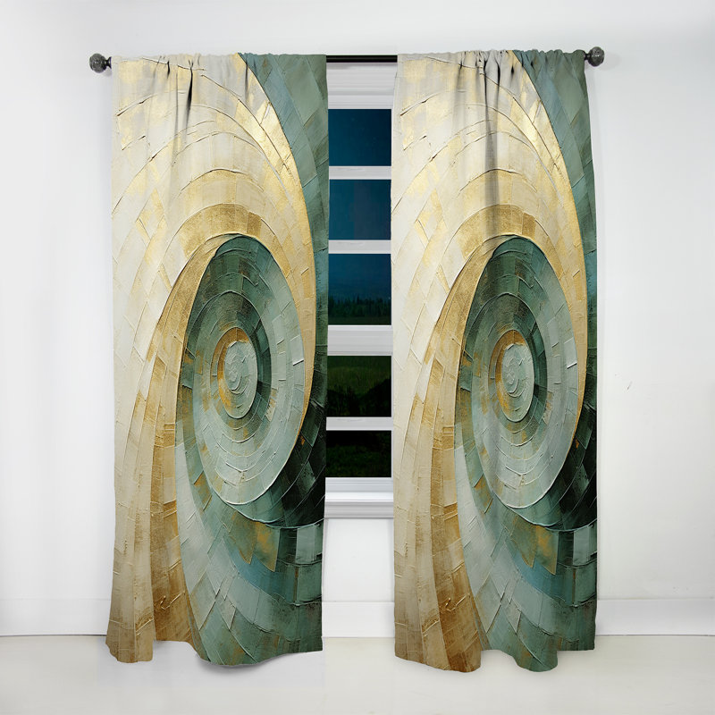 Raisa Beige Minimalism Spiral Potteries - Modern Curtain - Velvet Room Darkening - 1 Panel, 52" W x 120" L