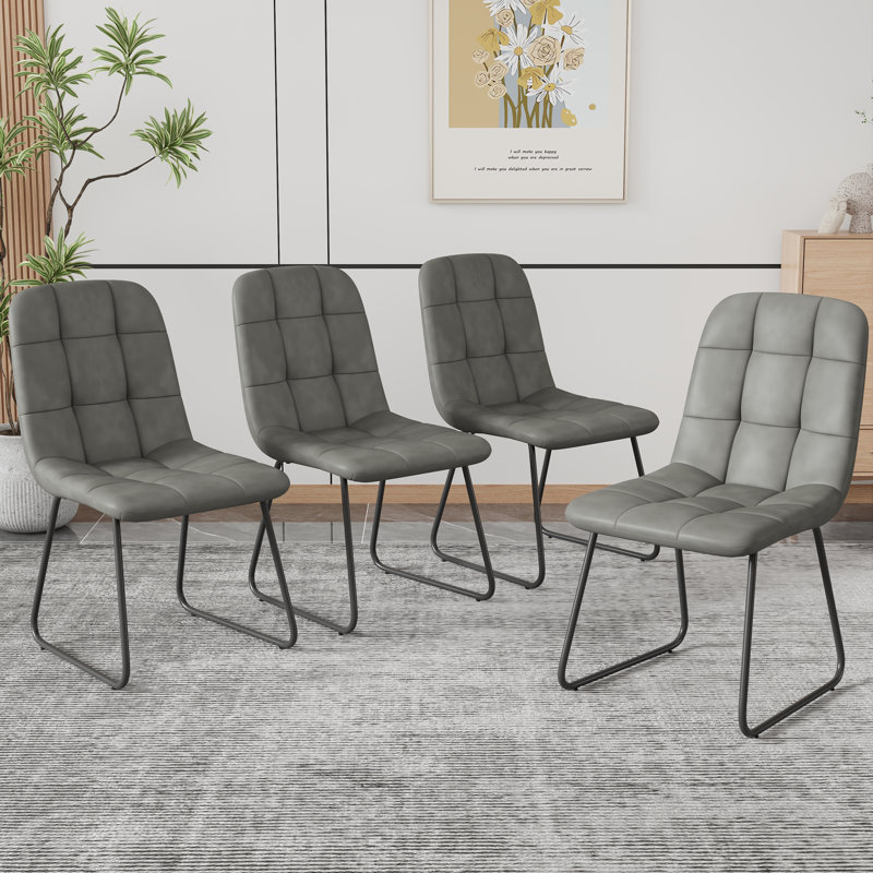 Chaises de salle à manger de cuisine moderne, chaises d'appoint rembourrées (4 chaises), 4, Gris