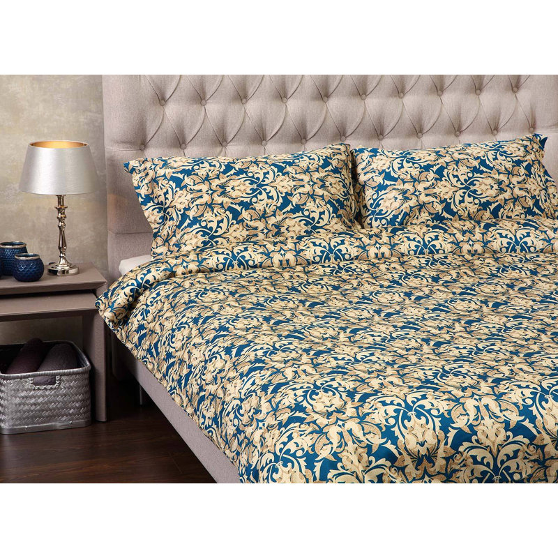 Alejo Cotton Damask Duvet Cover Set with Pillowcases
