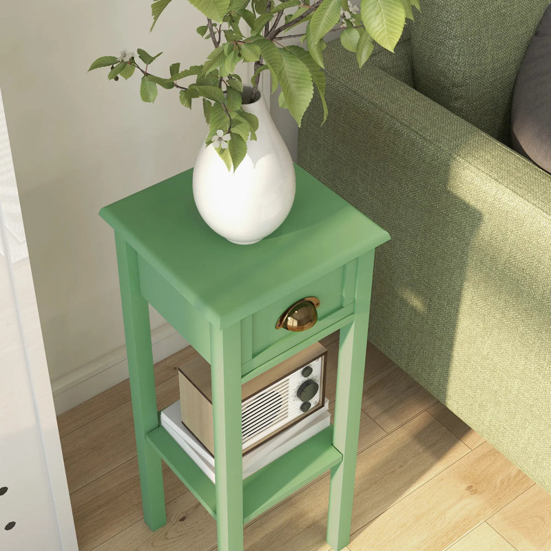 Table de bout polyvalente avec rangement, table d'appoint compacte à 2 niveaux avec tiroir coulissant et tablette inférieure, canapé d'entrée et de rangement