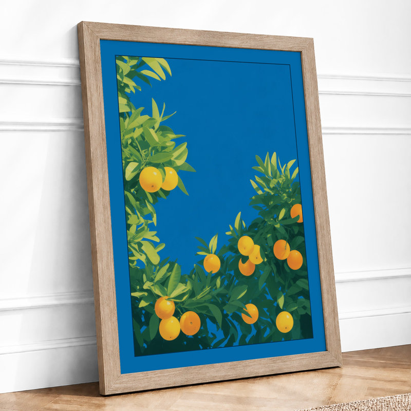 Citrus Abundance Botanical - Framed Print, A1 - 84.1 x 59.4 cm, Oak