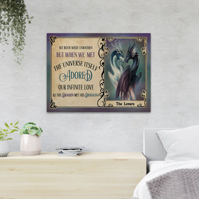 Couple Of Dragons We Both Were Unknown 1 Piece Rectangle Graphic Art Print On Wrapped Canvas