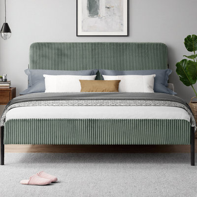 Grand lit plateforme tapissier Corduroy