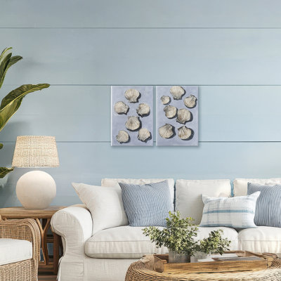 Embellished Clam Seashells 2pc Canvas Set, design by Michael Willett