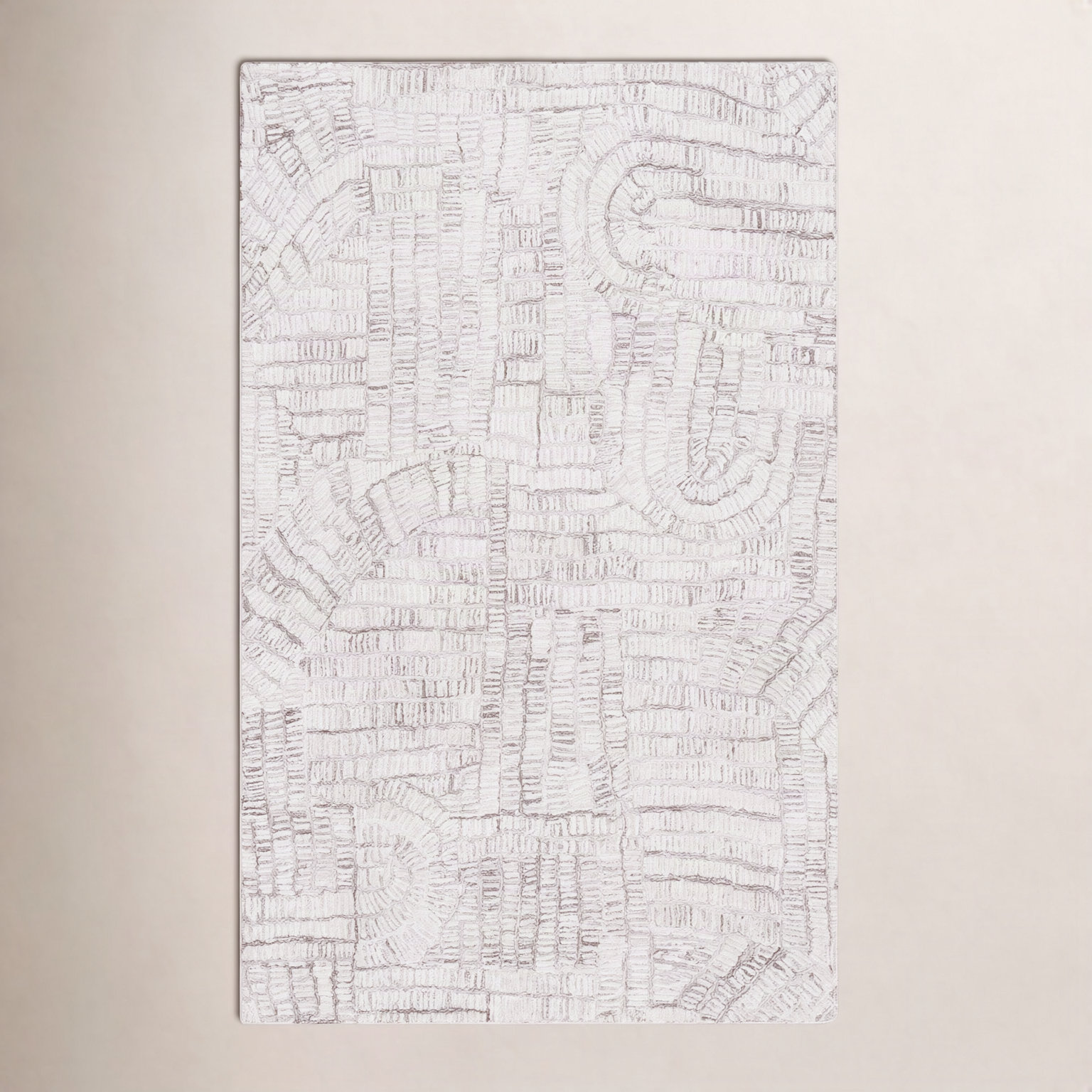 Ashwin Brown Ivory Hand-Tufted Abstract Rug, Rectangle 3' x 5'