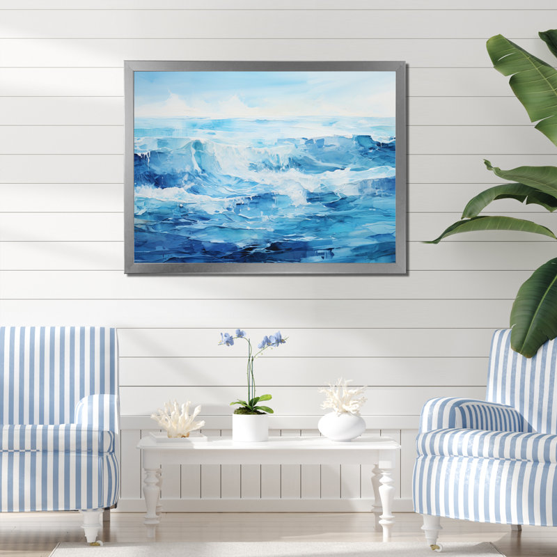 Impression sur toile Ocean Sapphire Infinity III, Cadre simple argenté, H 24 po x l 32 po x P 1 po