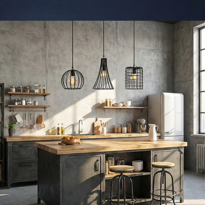 Luminaire suspendu pour îlot de cuisine 3 lumières Hughley