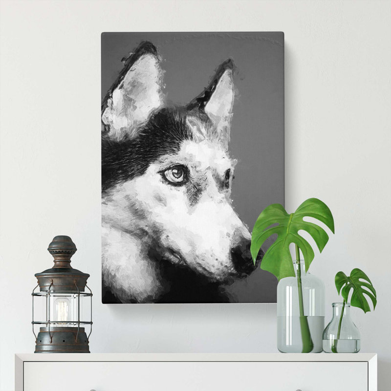 Husky Dog in Abstract - Wrapped Canvas, 50cm H x 35cm W x 3cm D