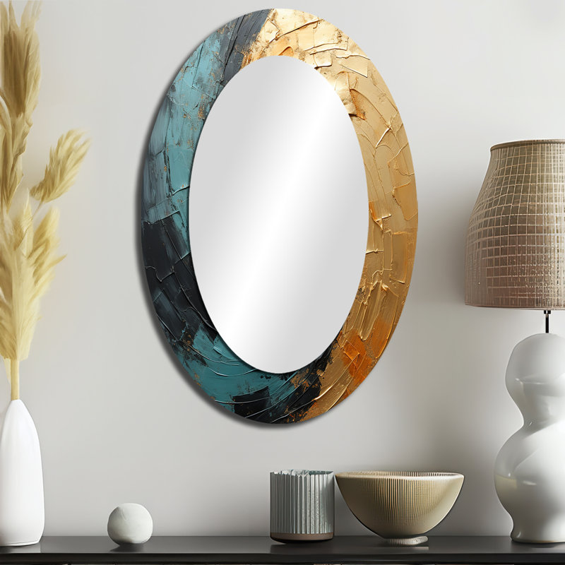 Désert Mirage Swirl Vortex IV - Miroir mural moderne ovale, 36 po x 24 po