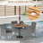 5 Pieces Pe Wicker Patio Dining Set With Cushions And 1.97" Umbrella Hole