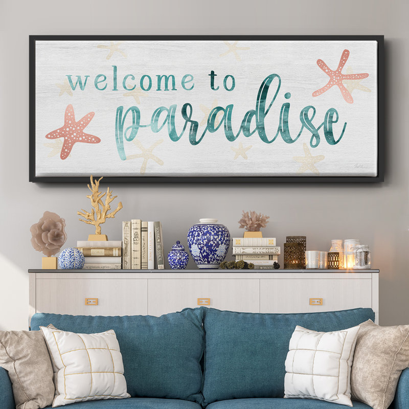 Welcome to Paradise- Framed Canvas, 8" H x 20" W
