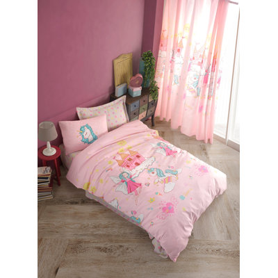 Ensemble de housse de couette simple, 65% coton / 35% polyester, housse de couette 62,9 x 86,6 pouces | Drap plat 62,9 po x 94,5 po | Taie d'oreiller 19,7 po x 27,6 po | Lavable à la machine, fermeture à boutons, rose élégant, bleu, blanc et jaune
