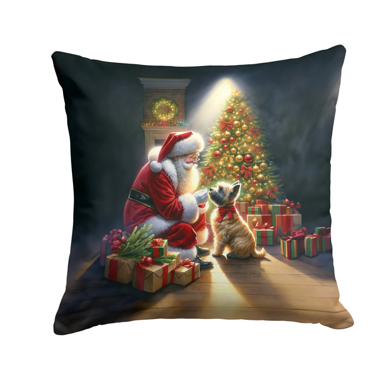Coussin Cairn Terrier and Santa Claus, H 18 po x l 18 po