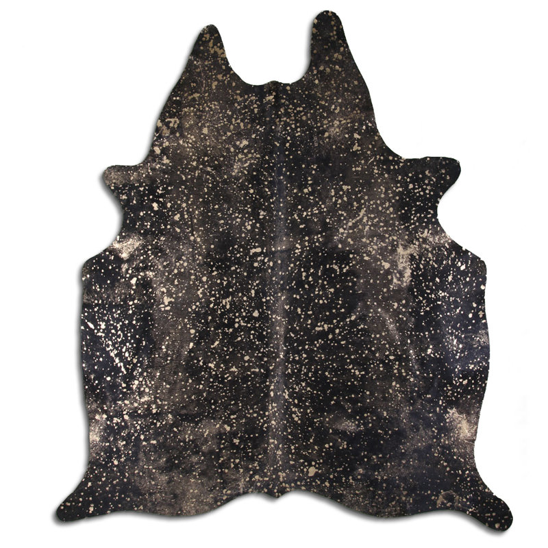 Tapis en cuir de vache noir métallique sur mesure, Nouveauté 6 pi 2 po x 7 pi 4 po