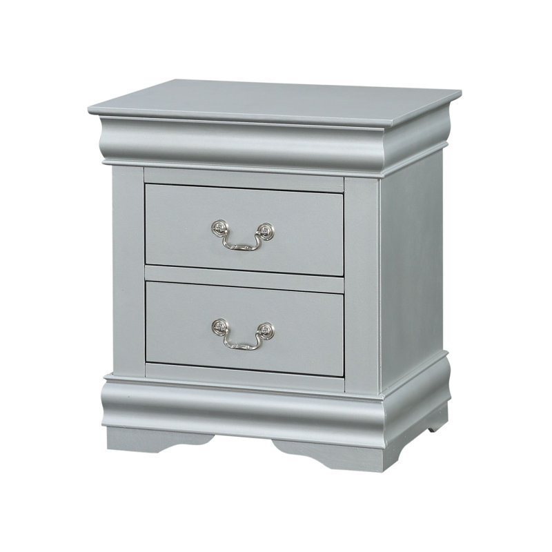 Louis Philippe III Platinum Finish Nightstand, Silver