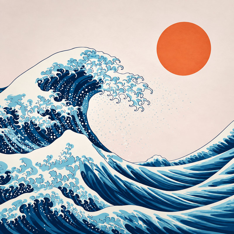 Adhésif décoratif grande vague de 50 pouces de large Kanagawa, hauteur de 50 pouces, 50" W x 50" H