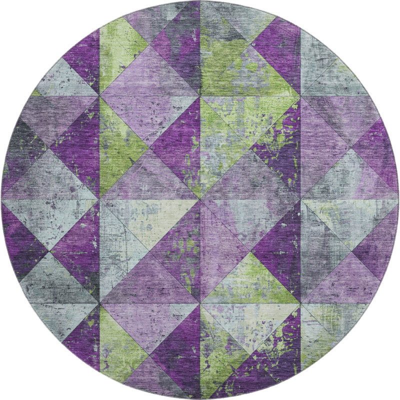 Premium Machine Washable Varroville AMF1721 Geometric Rug, Round 8'