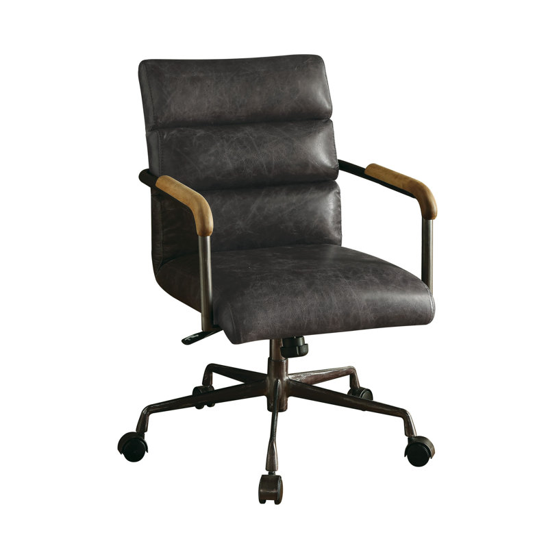 Elser Genuine Leather Task Chair, Antique Slate