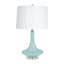 Lampe de table en verre Breeland H 26 po, finition verte, fabriquée en verre, métal, lin et acrylique