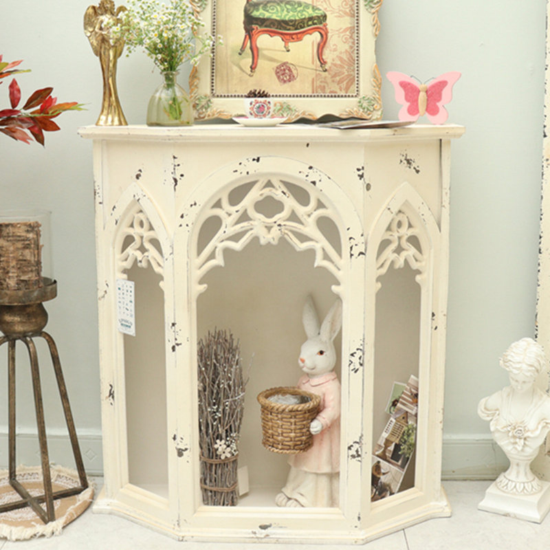 Beige Manufactured Wood Freestanding Fireplace