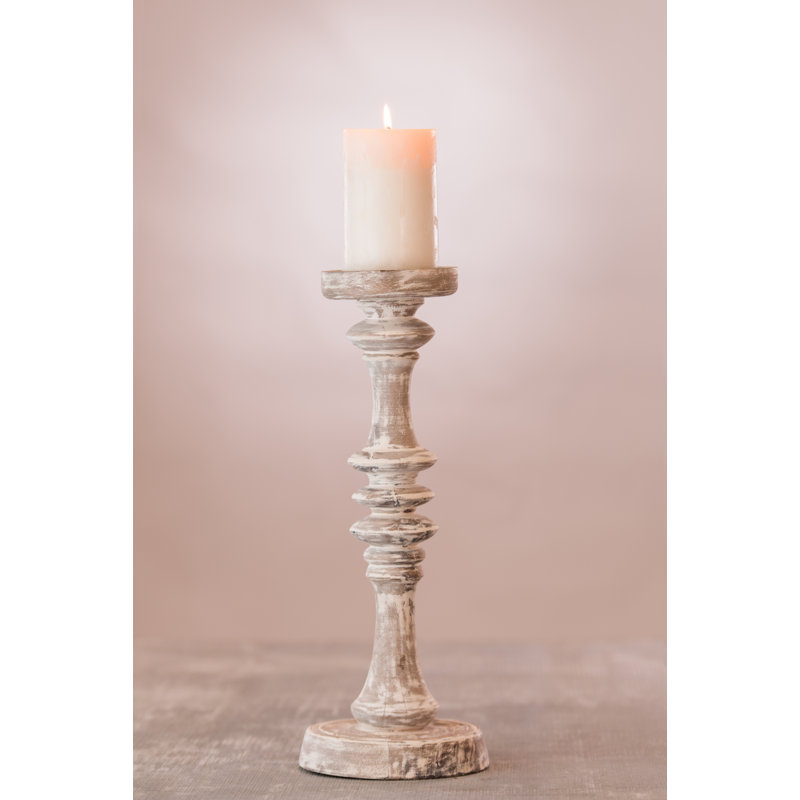 Porte-bougie pilier Baluster - Grand - Blanc, Blanc,  H 35,5 po x l 8,5 po x P 8,5 po