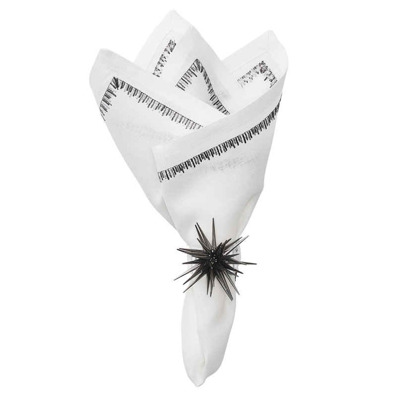 Filament 21" Linen Napkin, White/Silver/Gunmetal