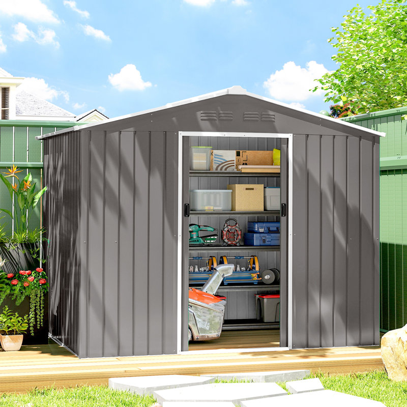 Garden Storage Shed, Light Grey
