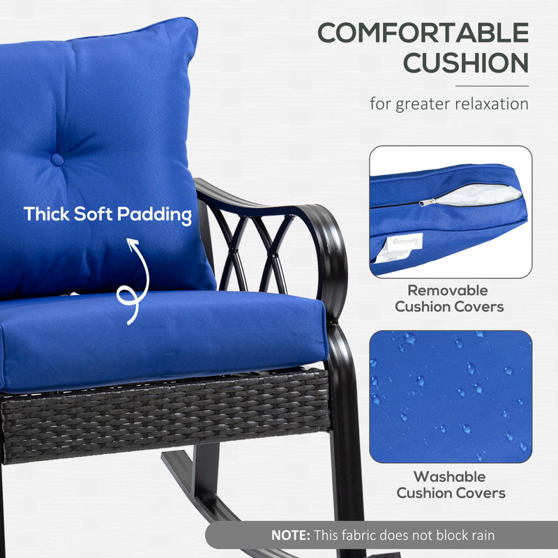 ErgoComfort Aluminum Rattan Rocking Chair with Cushions