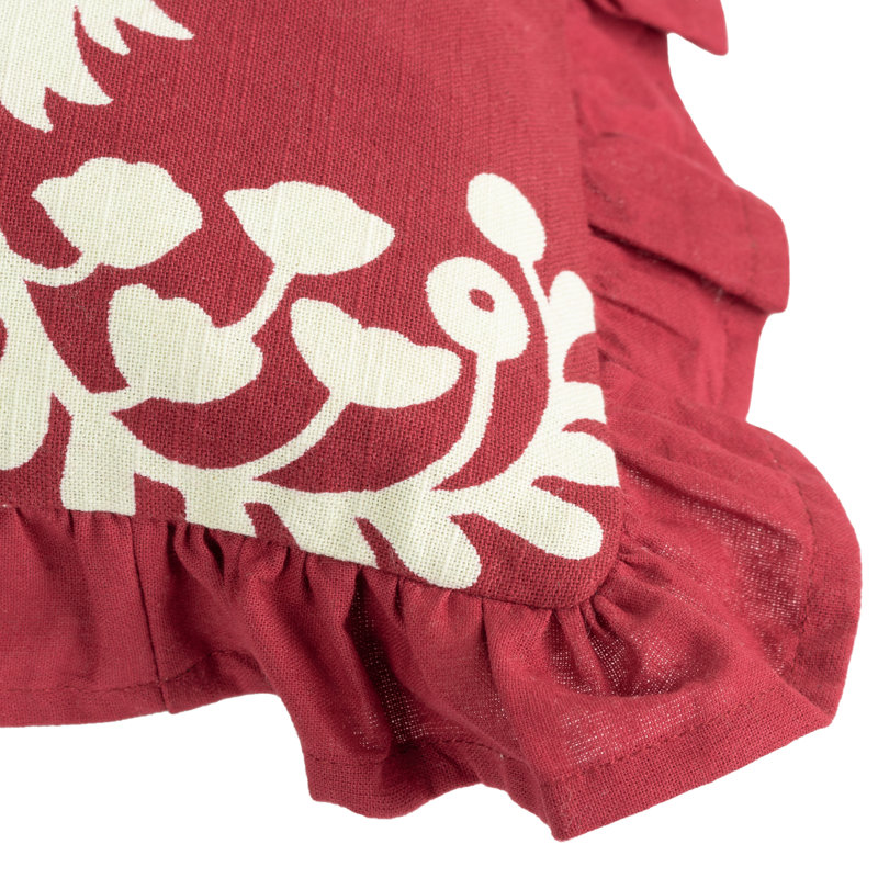 Floral Square Throw Pillow Cover, Redcurrent