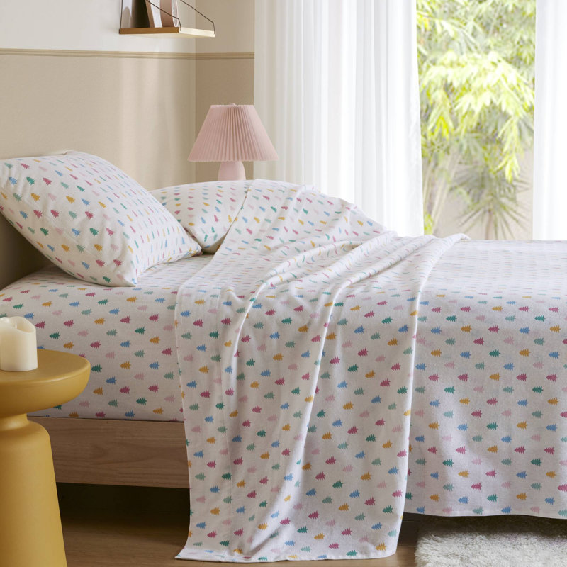 Ensemble de draps 100% coton, ensemble de draps à motifs classiques, Ensemble de draps pour lit double avec 2 taies d'o
